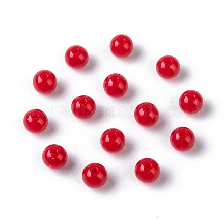 Rond rouge acrylique séparateurs perles opaques X-PAB703Y-9-1