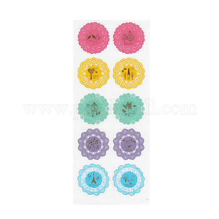 Flower Pattern DIY Waterproof PVC Picture Stickers AJEW-I028-07-1
