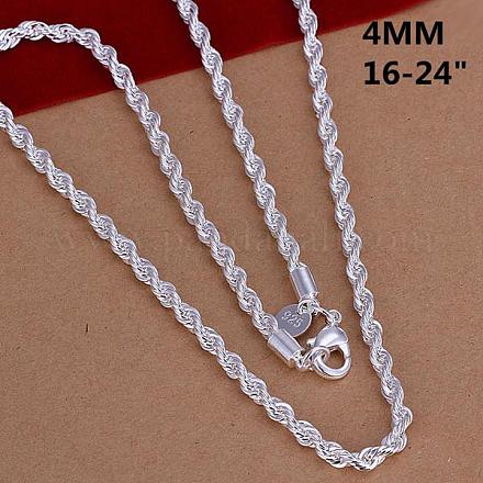 Popular Silver Plated Brass Rope Chain Necklaces For Men NJEW-BB12699-16-1