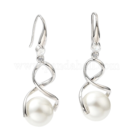 Orecchini pendenti infinito con perle di plastica e zirconi EJEW-Q770-03P-1