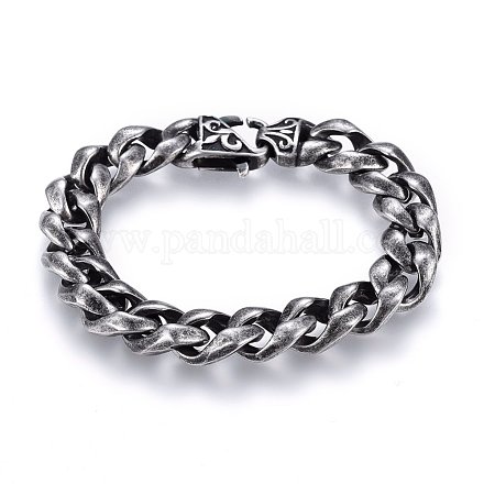 304 bordillos de acero inoxidable pulseras cadenas BJEW-E346-29AS-1