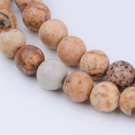 Chapelets de perles en jaspe avec images naturelles X-G-Q462-6mm-35-1