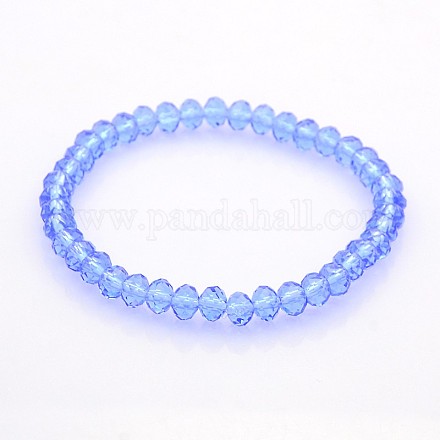 Glass Rondelle Beads Stretch Bracelets BJEW-F074-06-1