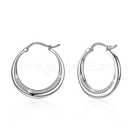 925 Sterling Silver Hoop Earrings EJEW-BB30628-1