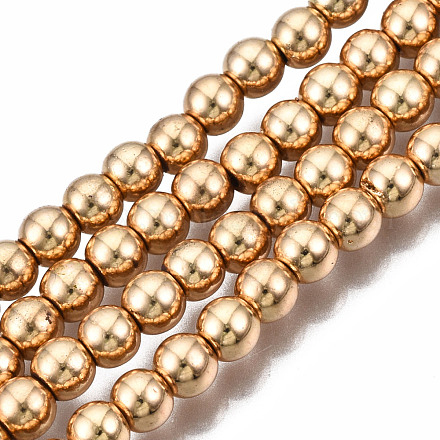Chapelets de perles en hématite synthétique sans magnétique X-G-Q466-4mm-04-1
