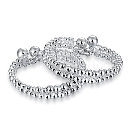 Штраф 925 стерлингового серебра круглые браслеты шарма для женщин BJEW-BB14649-1