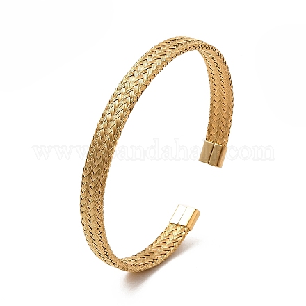 304 bracelet manchette ouverte en forme de chaînes en acier inoxydable pour femme BJEW-C033-01G-1