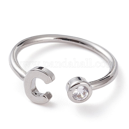 Латунные кольца из манжеты с прозрачным цирконием RJEW-Z005-C-P-1