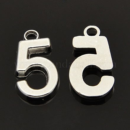 Rack Plated Zinc Alloy Number Charms PALLOY-A062-5S-NR-1