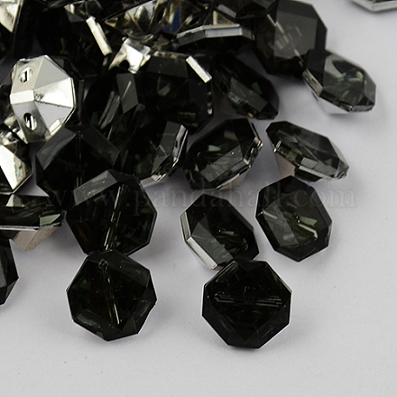 2-Hoyo botones de octágono de acrílico Diamante de imitación de Taiwán BUTT-F016-21mm-27-1