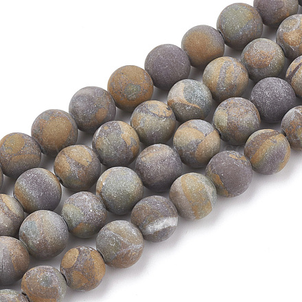 Brins de perles de pierre en bambou naturel G-T106-086-1