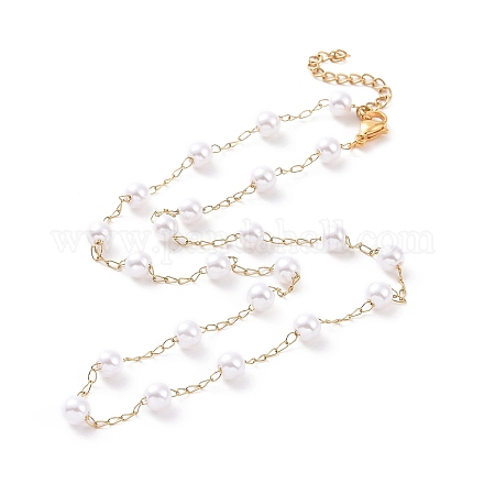 Placage sous vide 304 colliers de perles en acier inoxydable NJEW-E064-02G-1