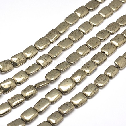 Natural Pyrite Rectangle Beads Strands G-I125-94-16x12mm-1