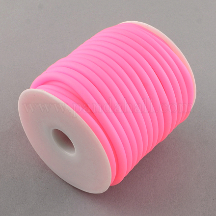 合成ゴム紐  中空  白いプラスチックスプール付き  ピンク  5mm  穴：3mm  約10.93ヤード（10m）/ロール RCOR-R001-5mm-03-1