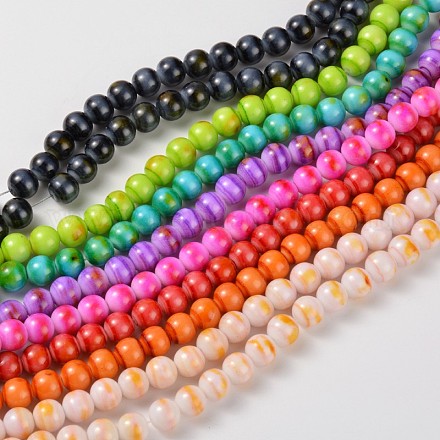 Mixed Spray Painted Glass Round Beads Strands DGLA-R043-10mm-M-1