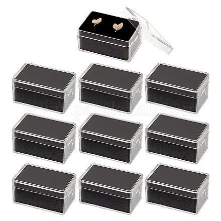 Benecreat 10 パックアクセサリーディスプレイボックスダイヤモンドディスプレイケース黒アクリルジュエリー収納ボックスアクセサリー用の透明な蓋付き  コイン  ダイヤモンド  ギフト包装  5.7x3.7x2.8cm CON-WH0089-10A-1