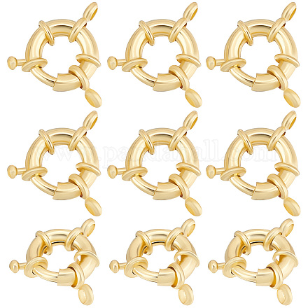 Beebeecraft 1 Box 10Pcs Spring Ring Clasps 18K Gold Plated Closed Ring Clasps with 2 Holes 13mm in Diameter for DIY Jewelry Making KK-BBC0005-67G-1