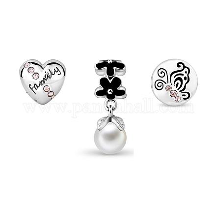 TINYSAND Sterling Silver Family Love Set European Beads TS-Cset-035-1