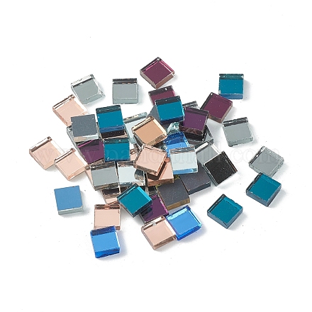 Tessere di mosaico quadrate con superficie a specchio cabochon di vetro DIY-P045-14-1