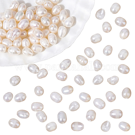 Nbeadsは天然の養殖淡水真珠ビーズ連売りを等級分けします  母の日ギフト用  ライス  ホワイト  6~7x5~5.5mm  穴：0.8mm  約46~52個/連  13.78インチ（35cm） PEAR-NB0001-30A-1