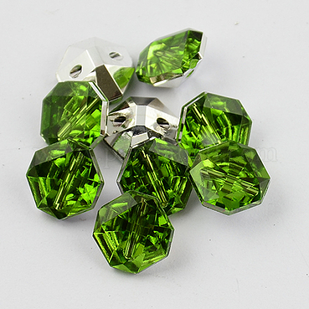2-Hoyo botones de octágono de acrílico Diamante de imitación de Taiwán BUTT-F016-25mm-38-1