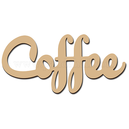 Wort kaffee lasergeschnittene unfertige wanddekoration aus lindenholz WOOD-WH0113-100-1