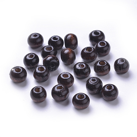 Perles en bois naturel teint WOOD-Q006-8mm-06-LF-1