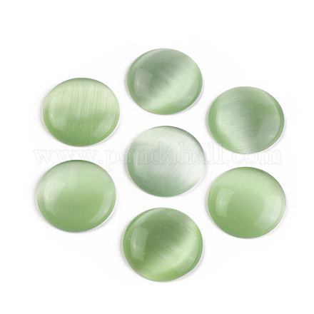 キャッツアイガラスカボション  半円/ドーム  薄緑  直径約16mm  厚さ3mm X-CE071-16-25-1