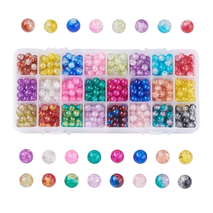Spray Painted Crackle Glass Beads CCG-JP0001-01-1