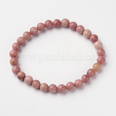 Rhodonite naturelle perle ronde bracelets stretch BJEW-L594-D01-1
