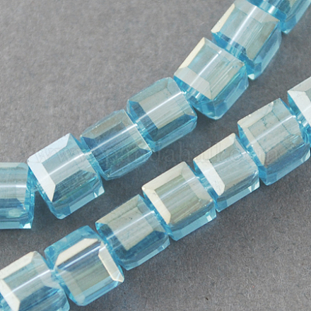 Chapelets de perles en verre électroplaqué&nbsp;EGLA-R030-8x8mm-27-1