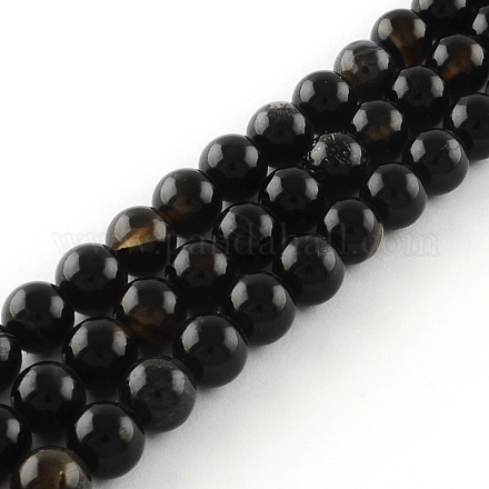 Natural Black Onyx Round Bead Strands G-R198-10mm-1