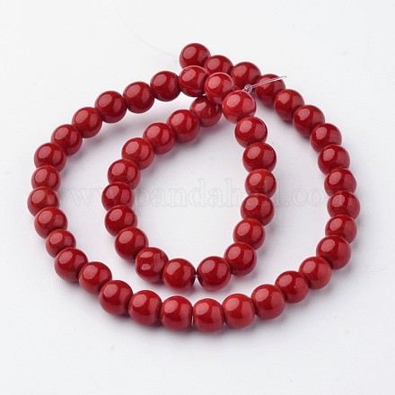 Opaque Solid Color Glass Beads Strands GLAA-D080-6mm-19-1