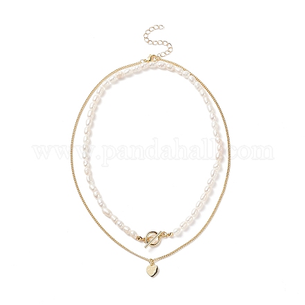 2pcs 2 style ensemble de collier de perles de perles naturelles NJEW-JN04003-1