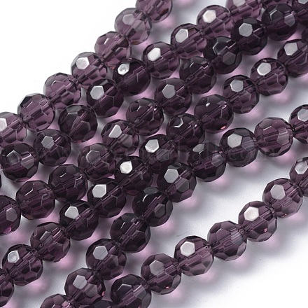 Faceted Glass Round Beads Strands X-GF8mmC05-1