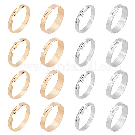 Unicraftale 40pcs 4 Style 201 Edelstahl Plain Band verstellbare Ringe für Frauen STAS-UN0037-14-1