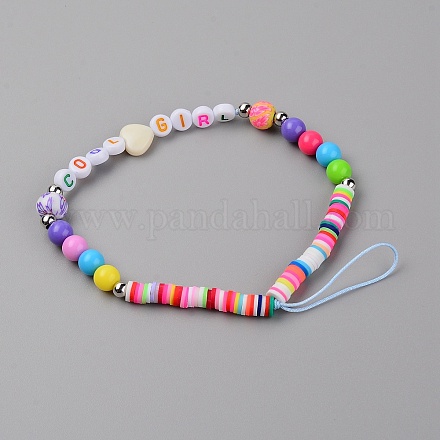 Polymer Clay Heishi Beaded Mobile Straps HJEW-WH0011-37-1