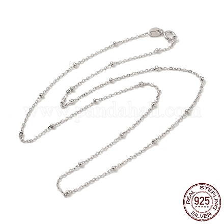 Rhodium Plated 925 Sterling Silver Satellite Chain Necklaces STER-NH0001-07B-P-1
