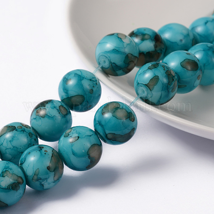 Spray Painted Glass Round Beads Strands X-DGLA-R010-12mm-2-1