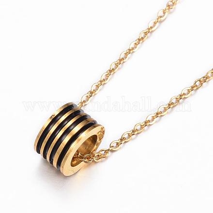 304 Stainless Steel Pendant Necklaces NJEW-H459-15G-1