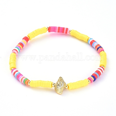 Handmade Polymer Clay Heishi Bead Stretch Bracelets BJEW-JB05078-02-1
