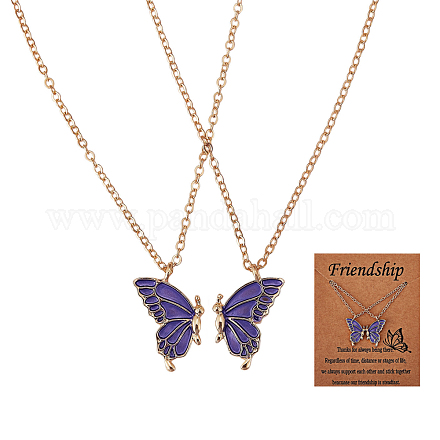 2 passende Halsketten mit Schmetterlingsanhänger JN1033A-1