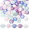 SUNNYCLUE 1 Box 80 Pcs Pinted Acrylic Beads Round Flat Plastic Beads Bulk Transparent Colored Cute Big Hole Bicone Abacus Beads for Jewelry Making DIY Crafts Bracelet Necklace Beadable Pens Decoration