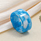 Blooming Acrylic Cuff Rings, Deep Sky Blue, Inner Diameter: 20mm
