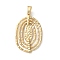 Alloy Penadants, Oval, Long-Lasting Plated, Lead Free & Nickel Free & Cadmium Free, Matte Gold Color, 73x46x3.5mm, Hole: 11.5x5mm