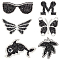 FINGERINSPIRE 6Pcs Shinny Rhinestone Patches Dolphin/Butterfly/Letter M/Glasses/Maple Leaf Shaped Iron/Sew on Crystals Appliques With Container Decorative Accessories for DIY Craft Clothing Repair