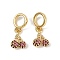 Brass Micro Pave Deep Pink Cubic Zirconia Cherry Pendants, Fruit Large Hole Pendants, Lead Free & Cadmium Free, Long-Lasting Plated, Rack Plating, Real 18K Gold Plated, 20mm, Hole: 5.5mm