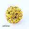Polymer Clay Rhinestone Beads, Pave Disco Ball Beads, Grade A, Round, Half Drilled, Light Topaz, 10mm, Hole: 1mm