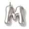 Non-Tarnish Ion Plating(IP) 304 Stainless Steel Pendants, Balloon Letter Charm, Stainless Steel Color, Letter M, 25x21x6mm, Hole: 2mm