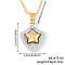 Elegant Brass Micro Pave Clear Cubic Zirconia Pendant Necklaces, Perfect Gift for Girls, Golden, Shield with Star, 15.75 inch(40cm)